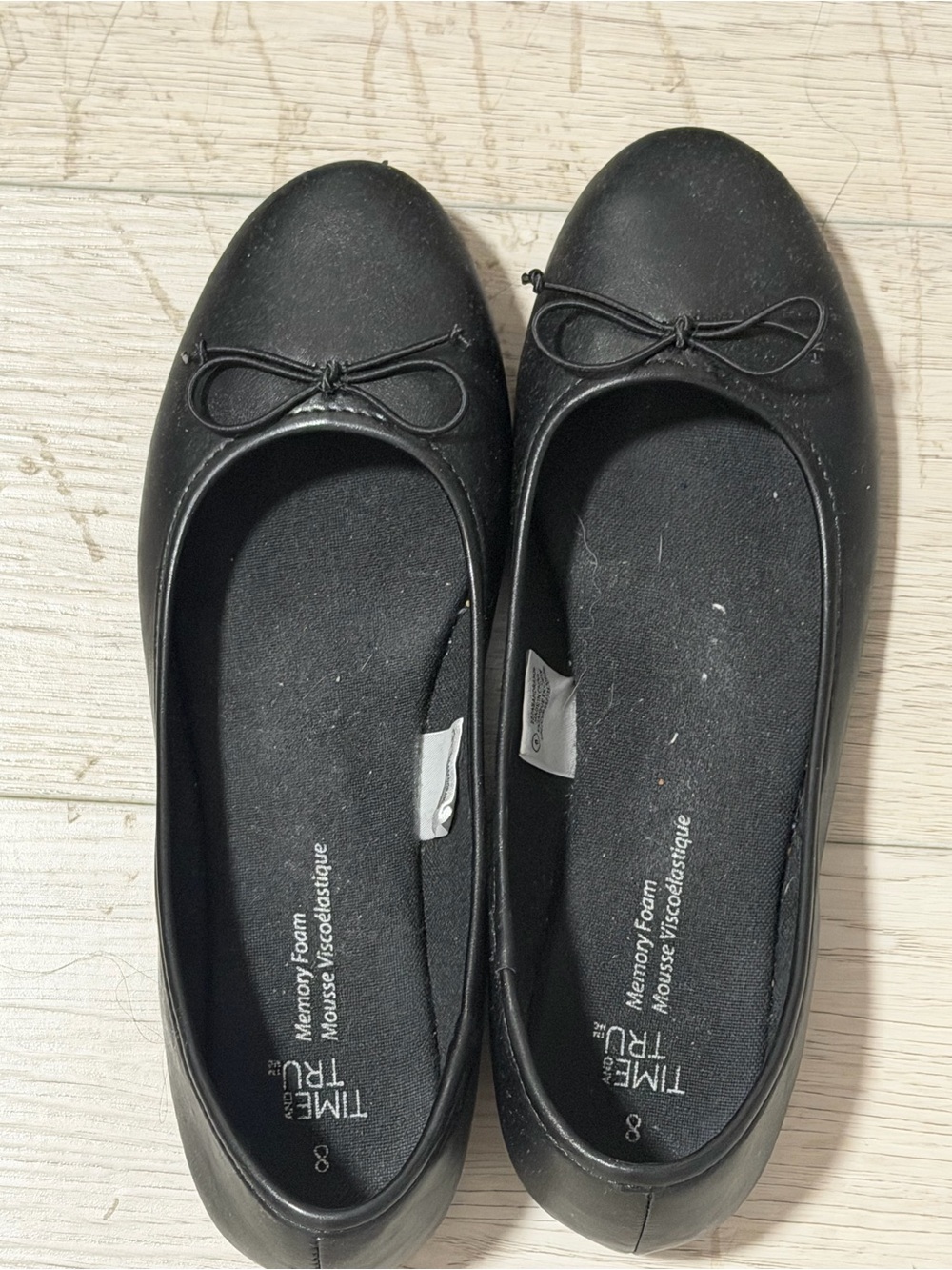 Time and Tru Black Memory Foam Ballet Flats - Women's